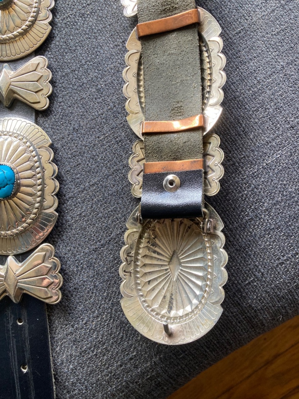 Concho Belt Navajo Nickel Silver and Turquoise - Picture 2 of 5